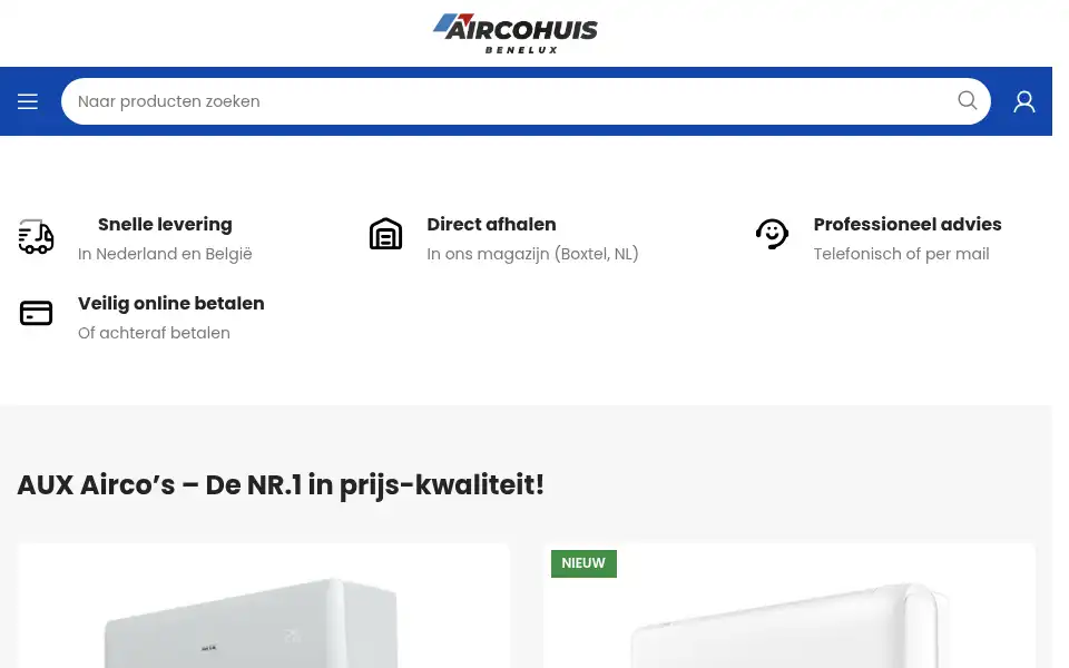 Screenshot of aircohuisbenelux.nl