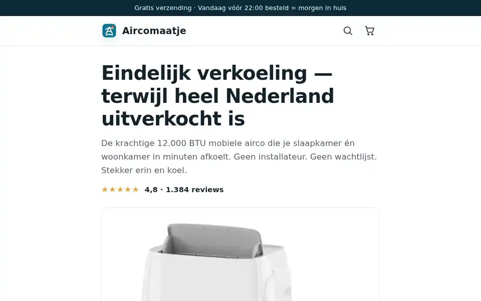 Screenshot of aircomaatje.store