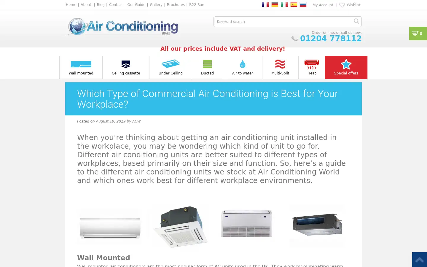 Screenshot of airconditioningworld.co.uk