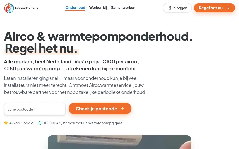 Screenshot of aircowarmteservice.nl