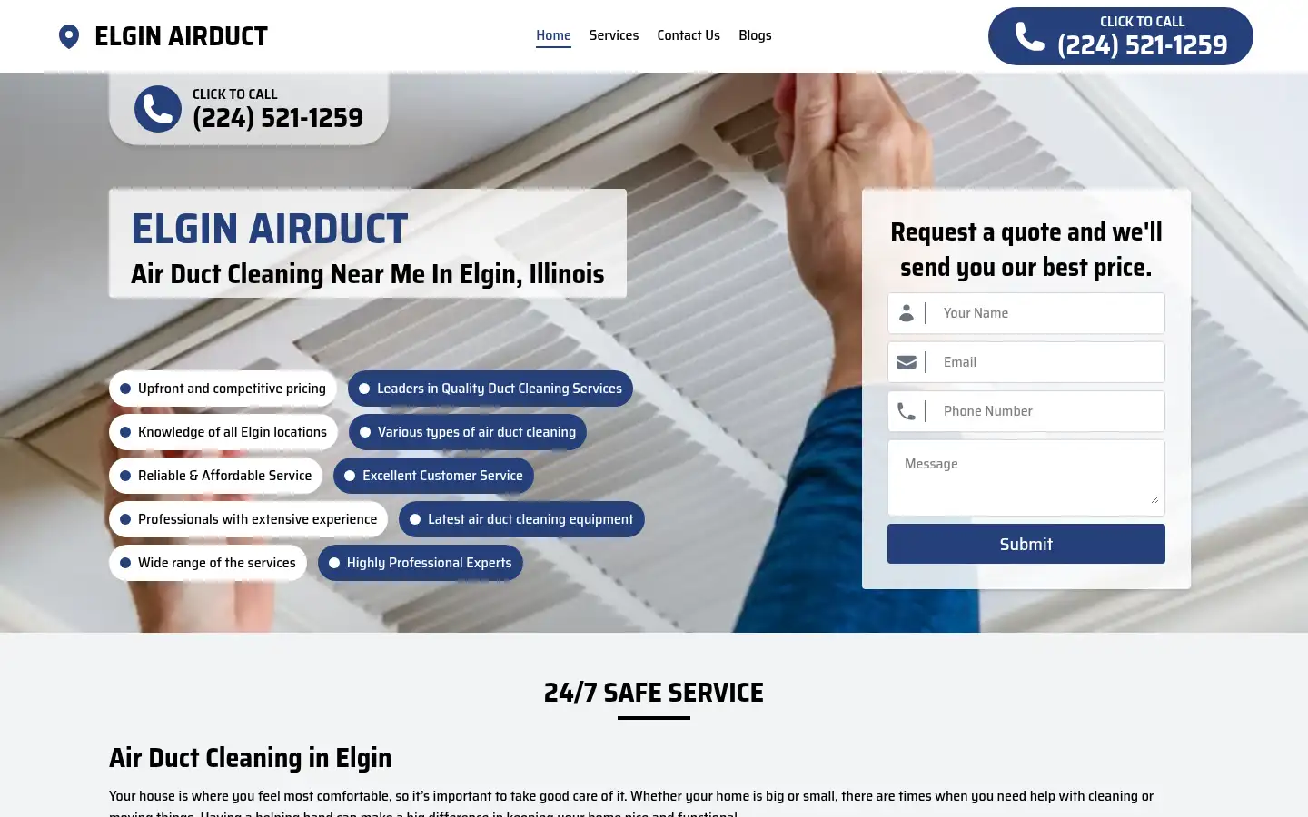 Screenshot of airductcleaningelgin.us