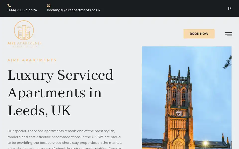 Screenshot of aireapartments.co.uk