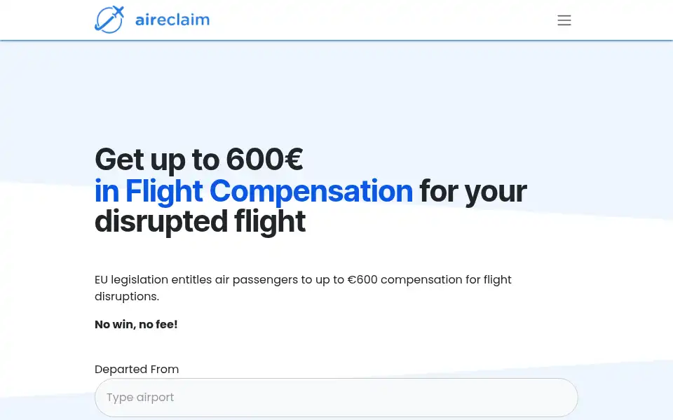 Screenshot of aireclaim.com