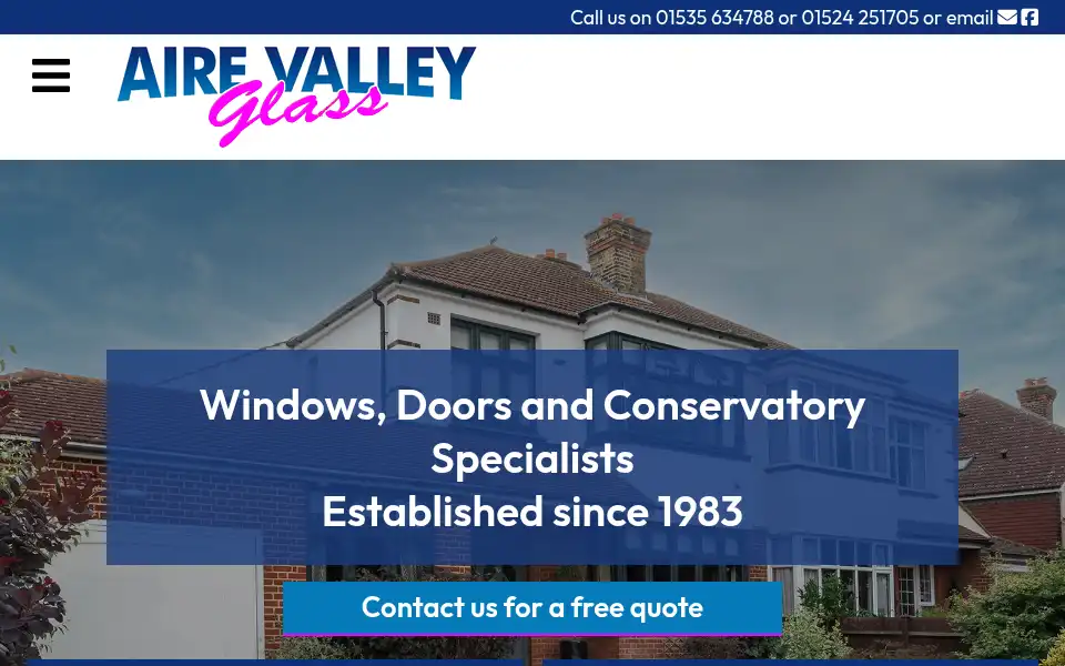 Screenshot of airevalleyglass.co.uk