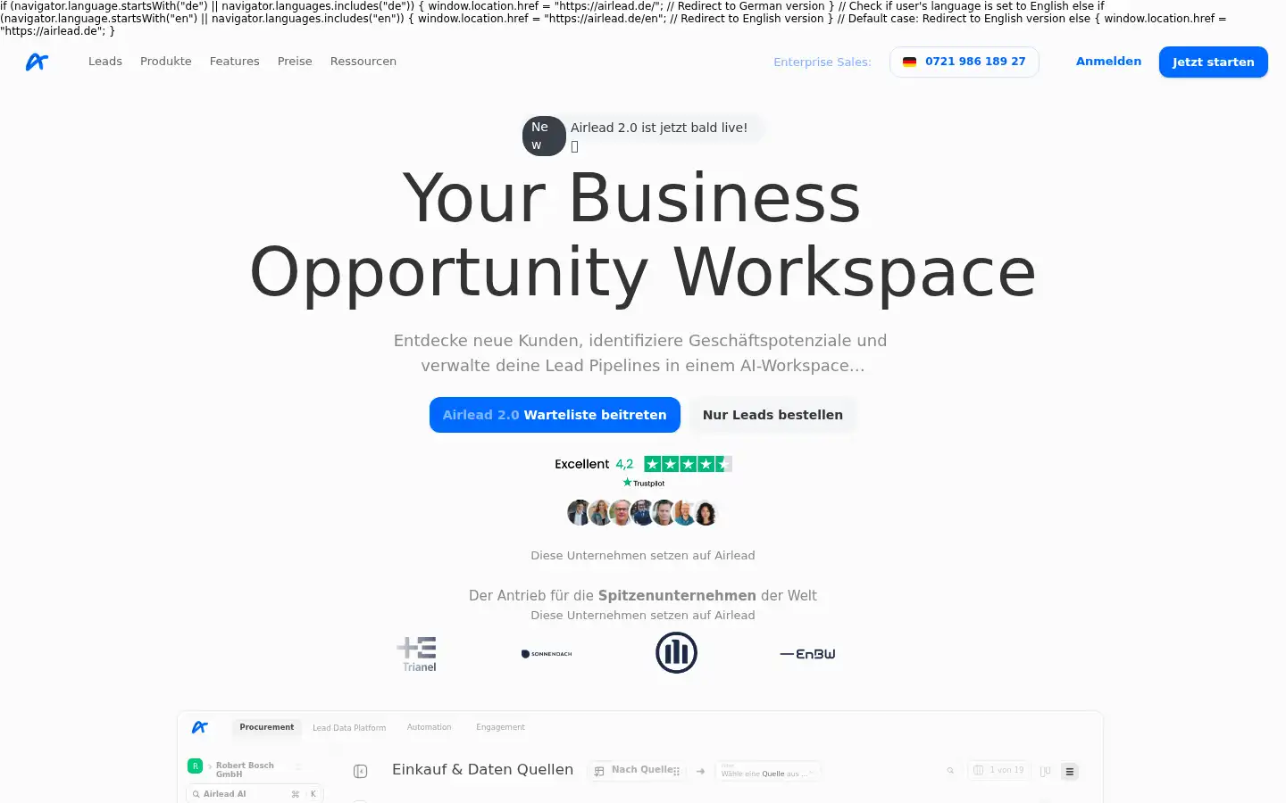 Screenshot of airlead.de
