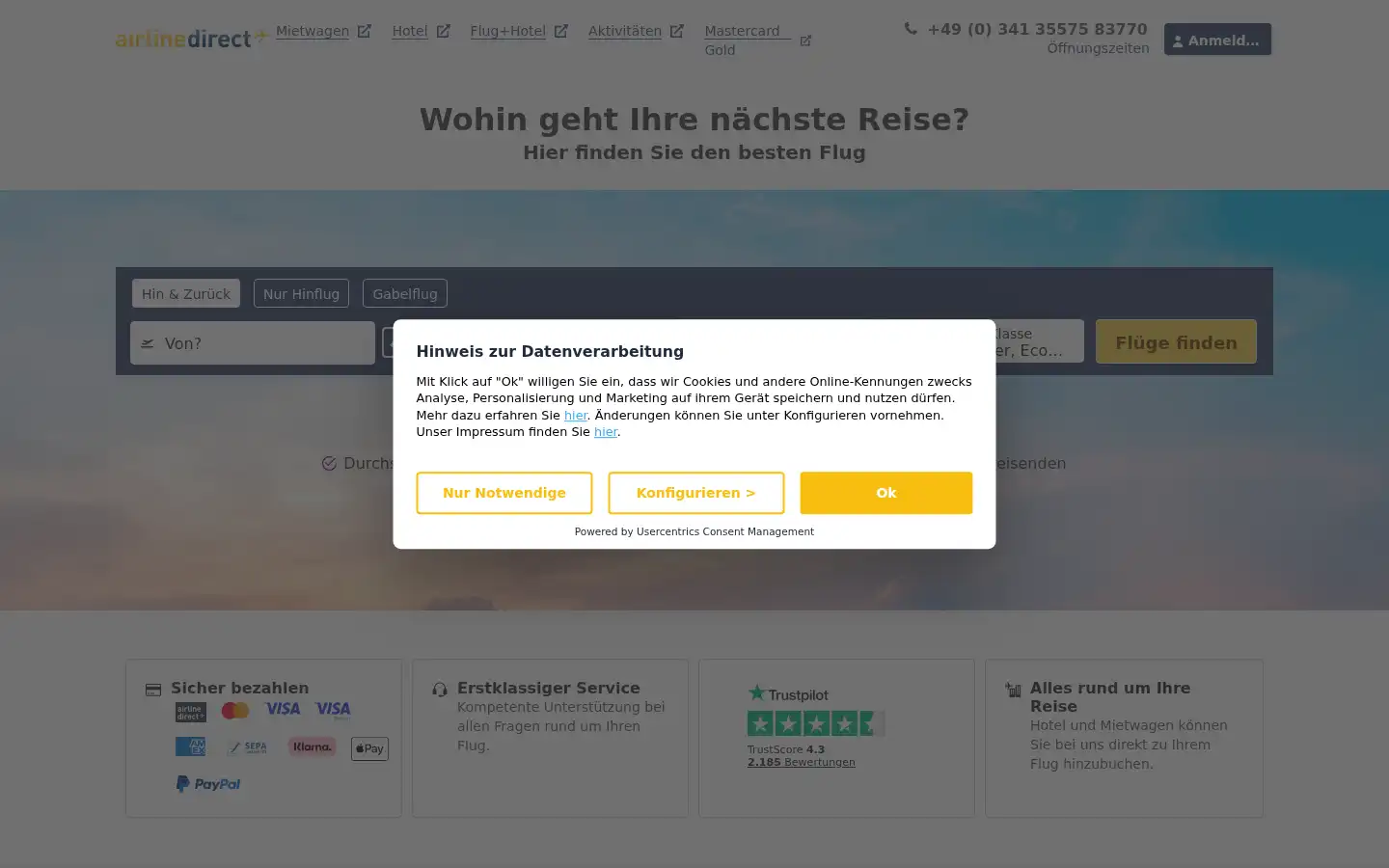 Screenshot of airline-direct.de