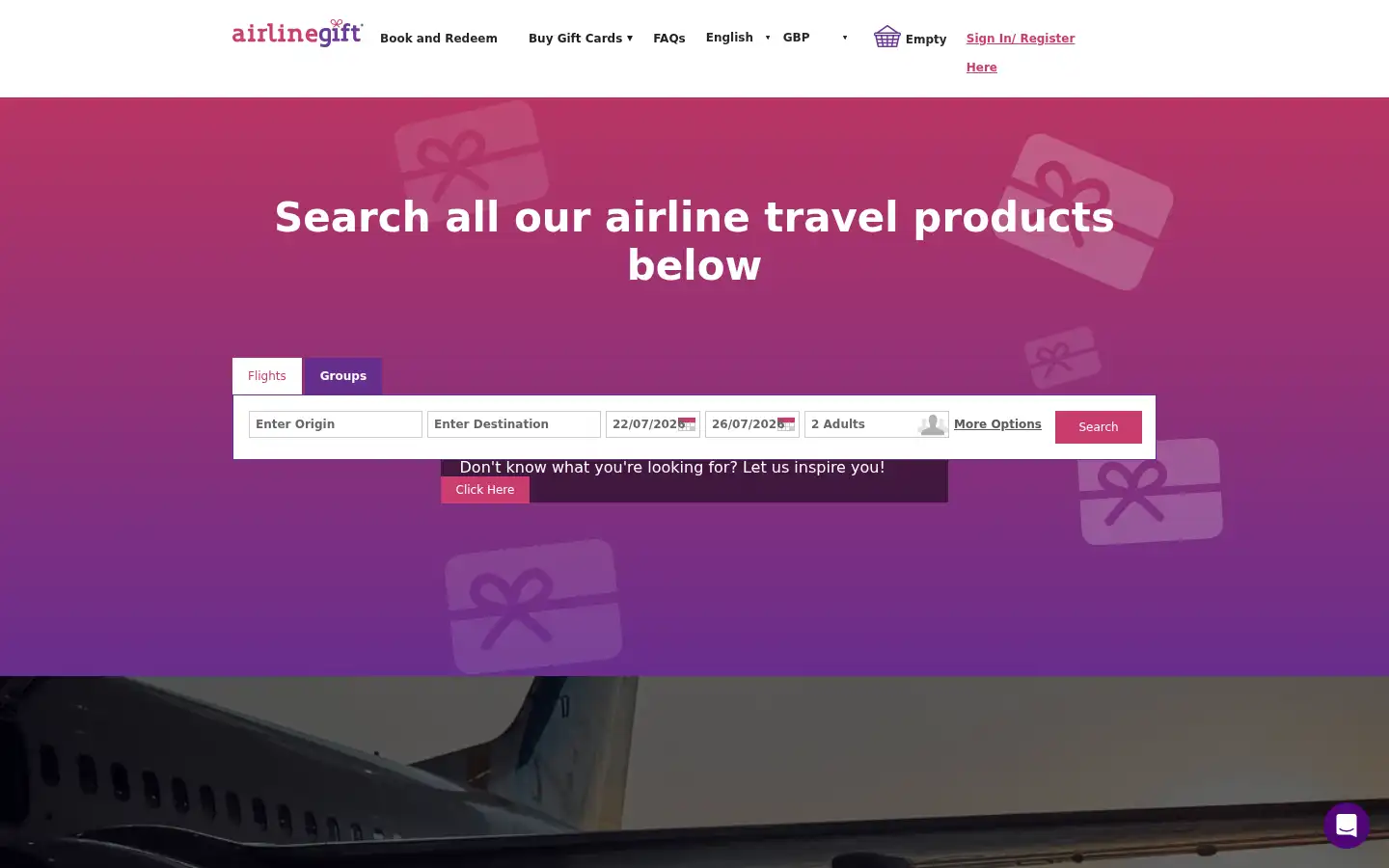 Screenshot of airlinegift.com