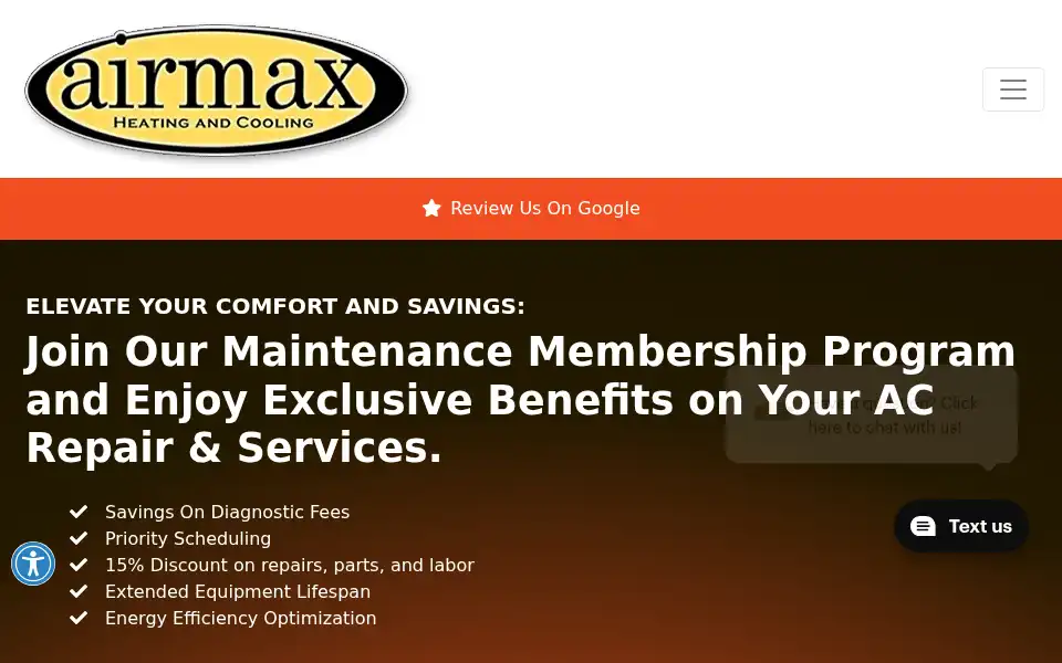 Screenshot of airmaxhvac.com
