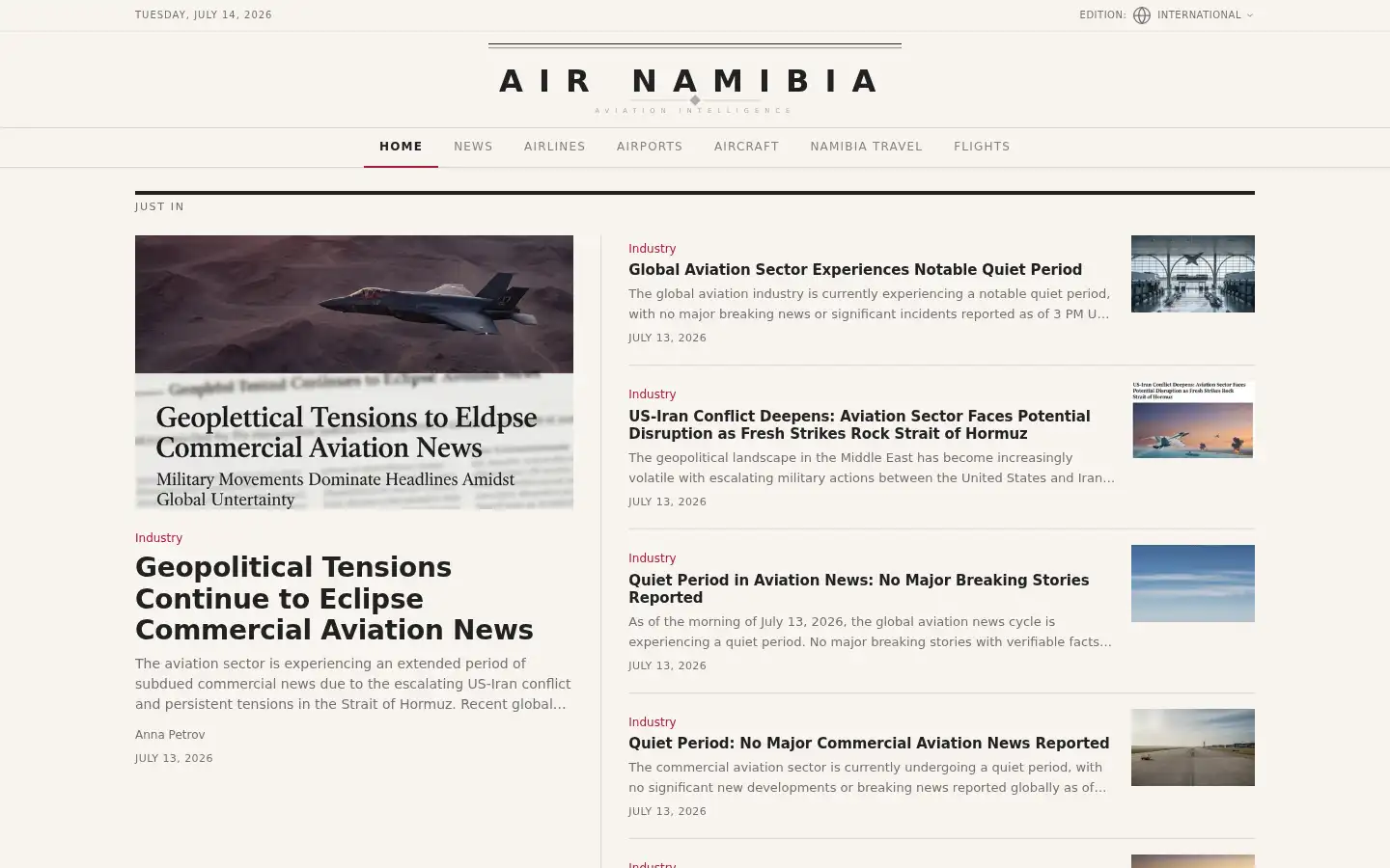 Screenshot of airnamibia.com