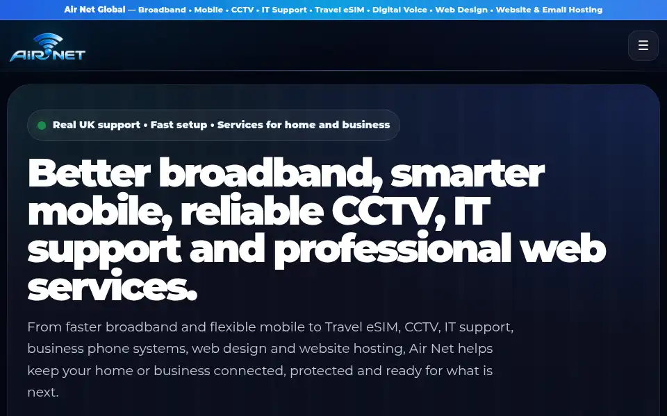 Screenshot of airnetuk.com