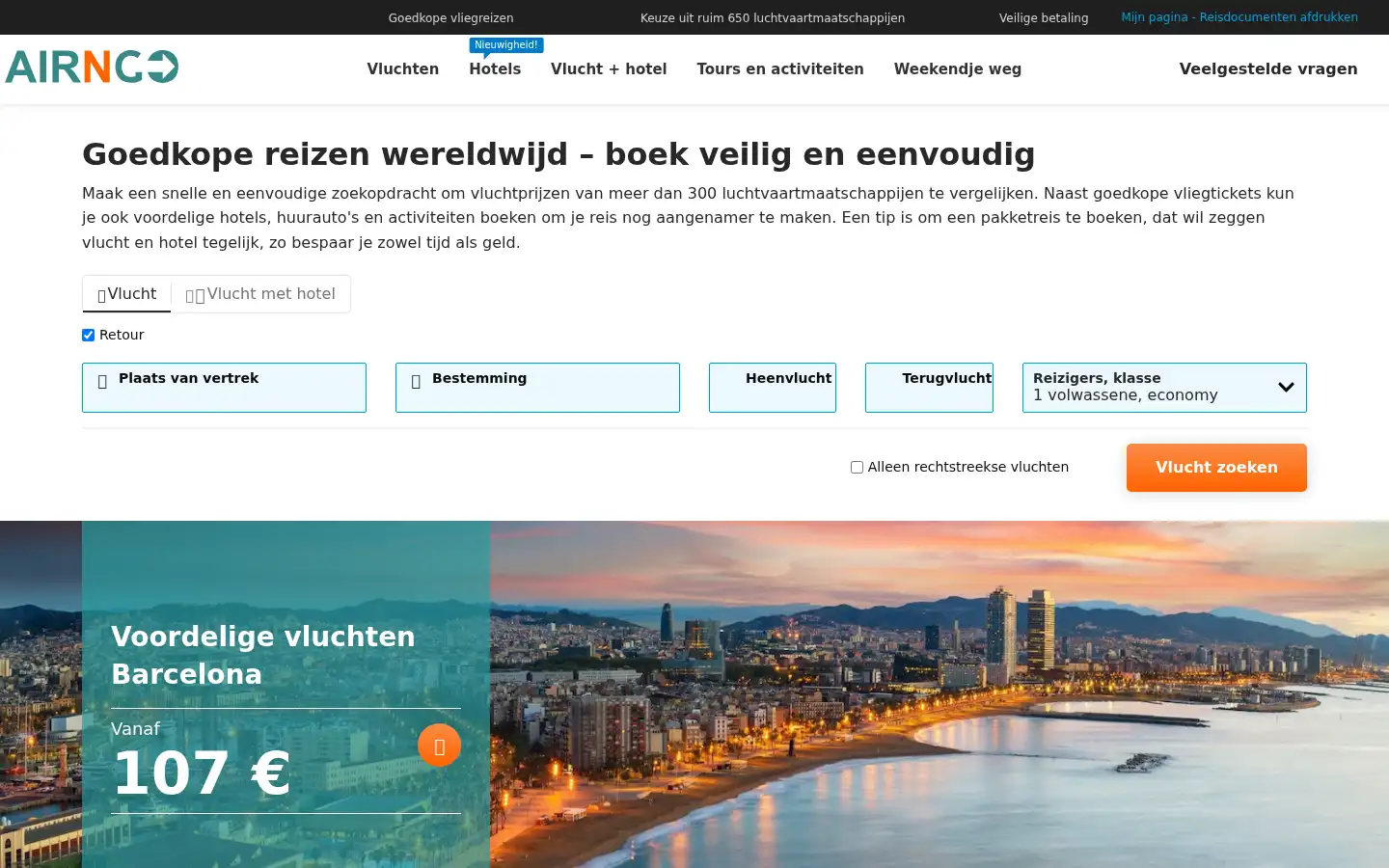 Screenshot of airngo.nl