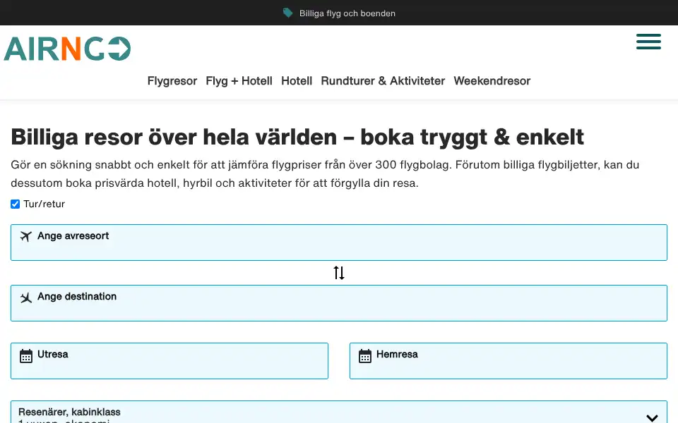 Screenshot of airngo.se