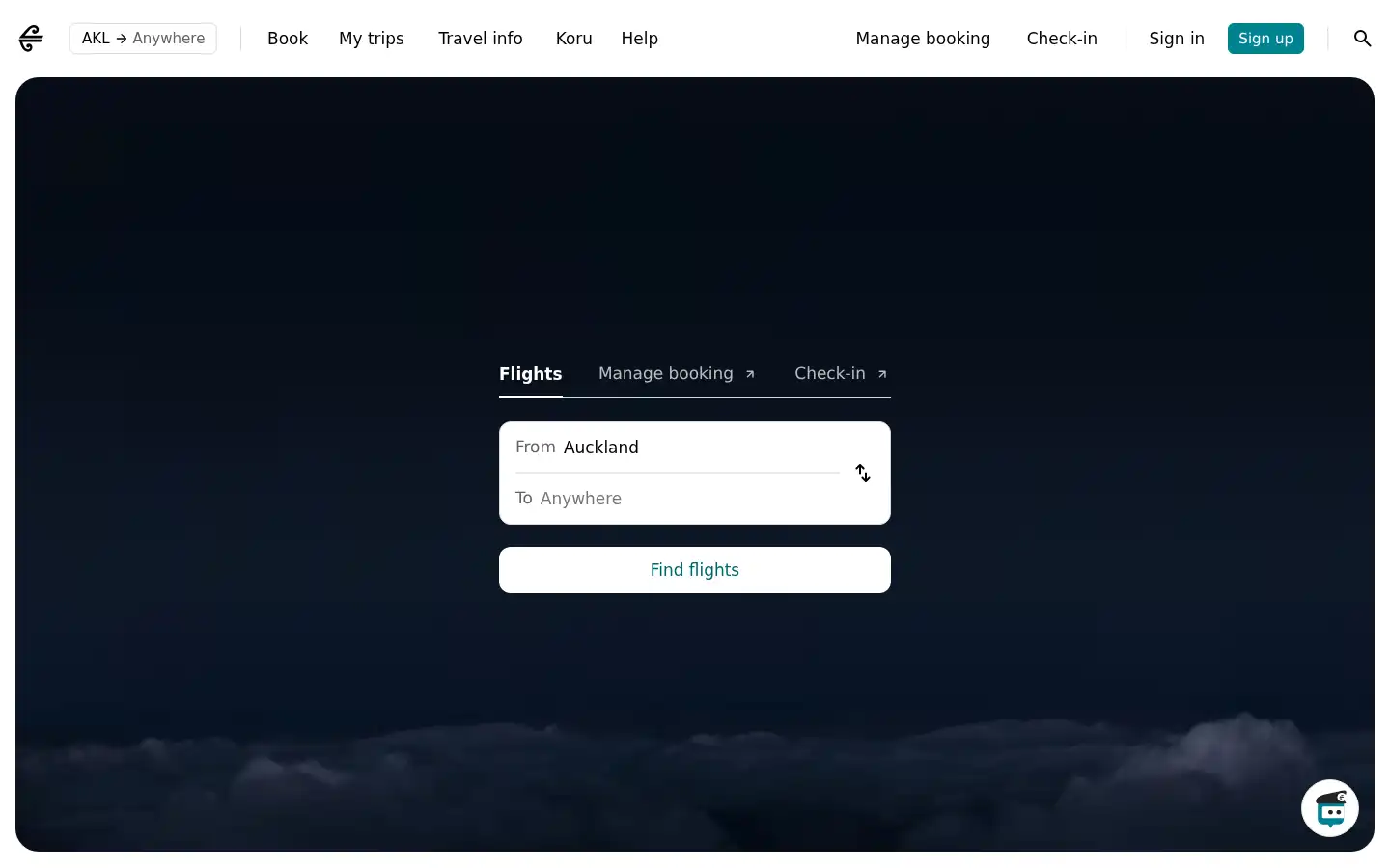 Screenshot of airnz.co.nz