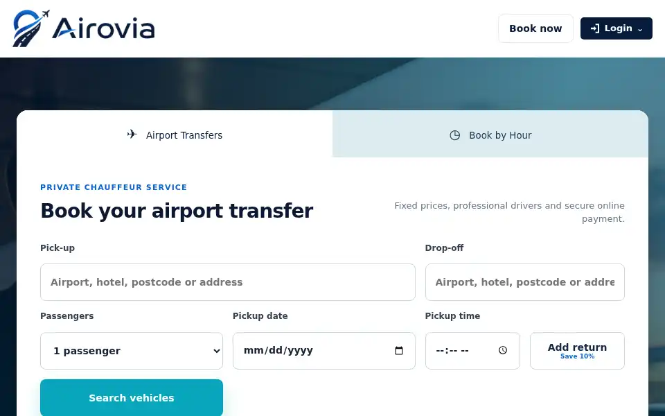 Screenshot of airovia.co.uk