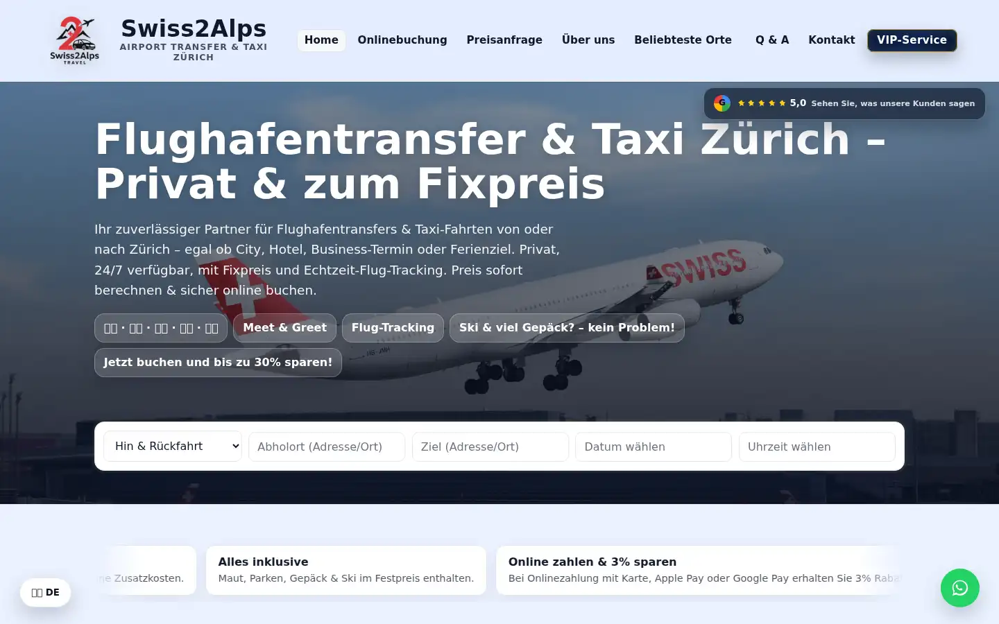 Screenshot of airport-transfer-zurich.com