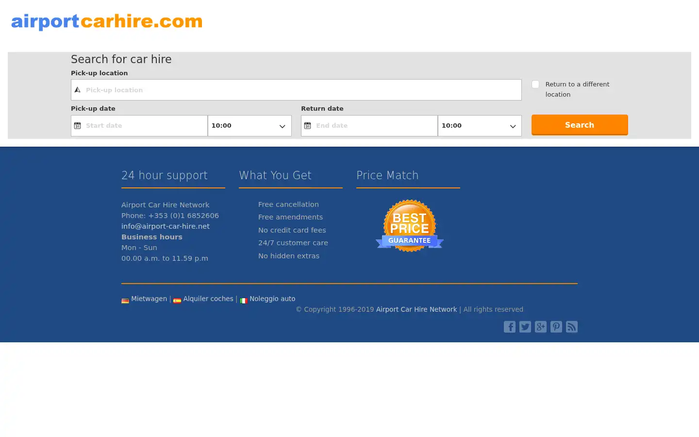 Screenshot of airportcarhire.com