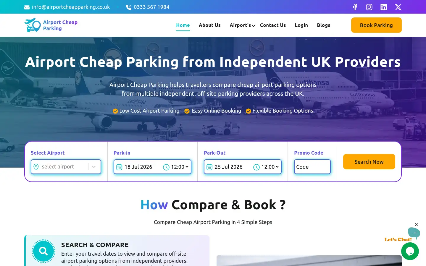 Screenshot of airportcheapparking.co.uk