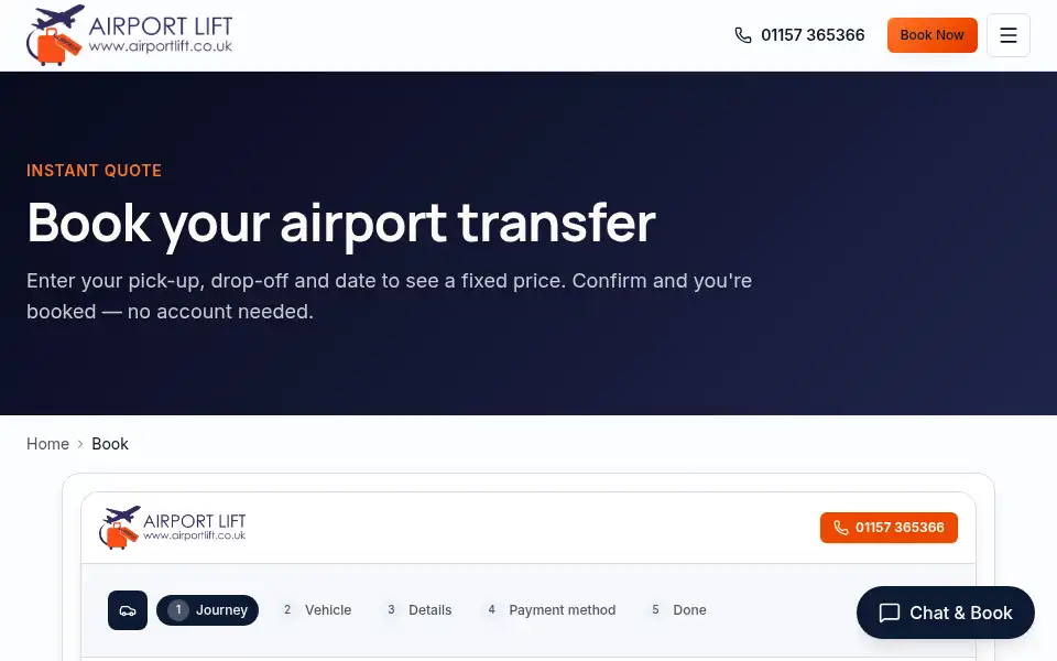 Screenshot of airportlift.co.uk