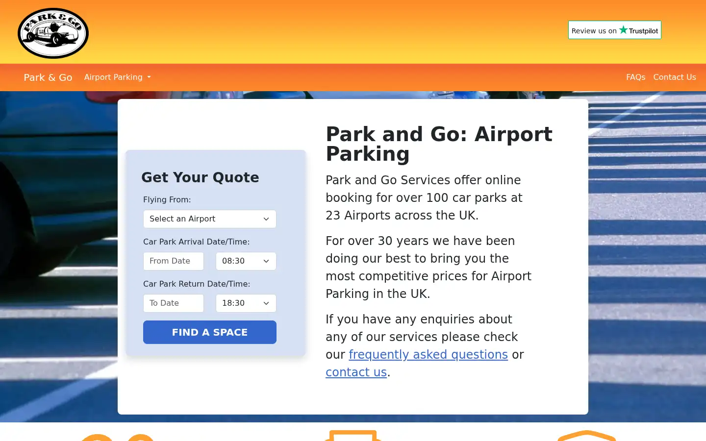 Screenshot of airportparkingspaces.co.uk