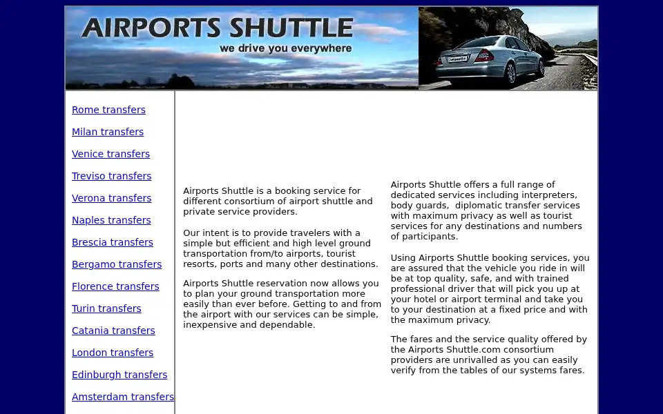 Screenshot of airports-shuttle.com