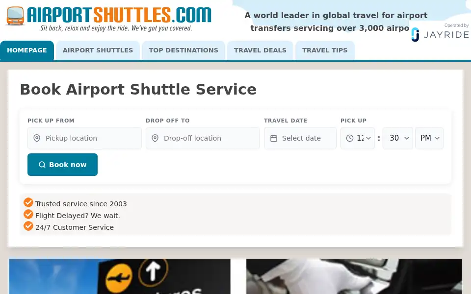 Screenshot of airportshuttles.com