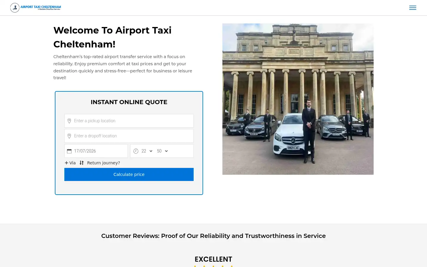 Screenshot of airporttaxicheltenham.co.uk