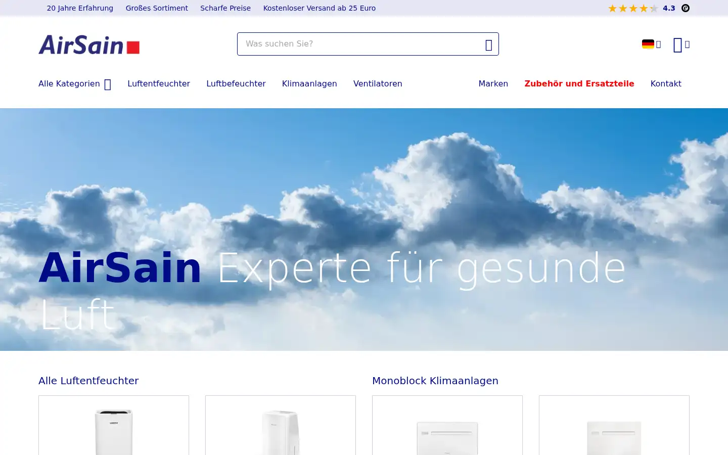 Screenshot of airsain.de