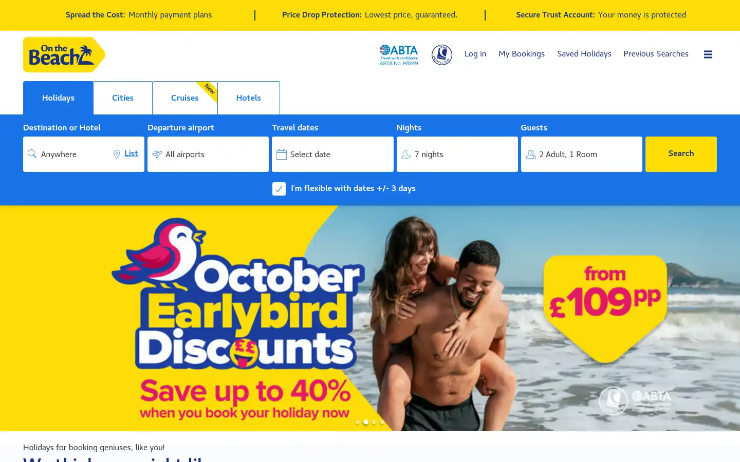 Screenshot of airtours.co.uk