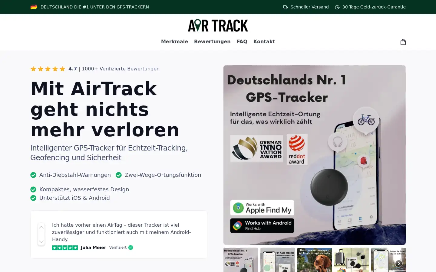 Screenshot of airtrackshop.de