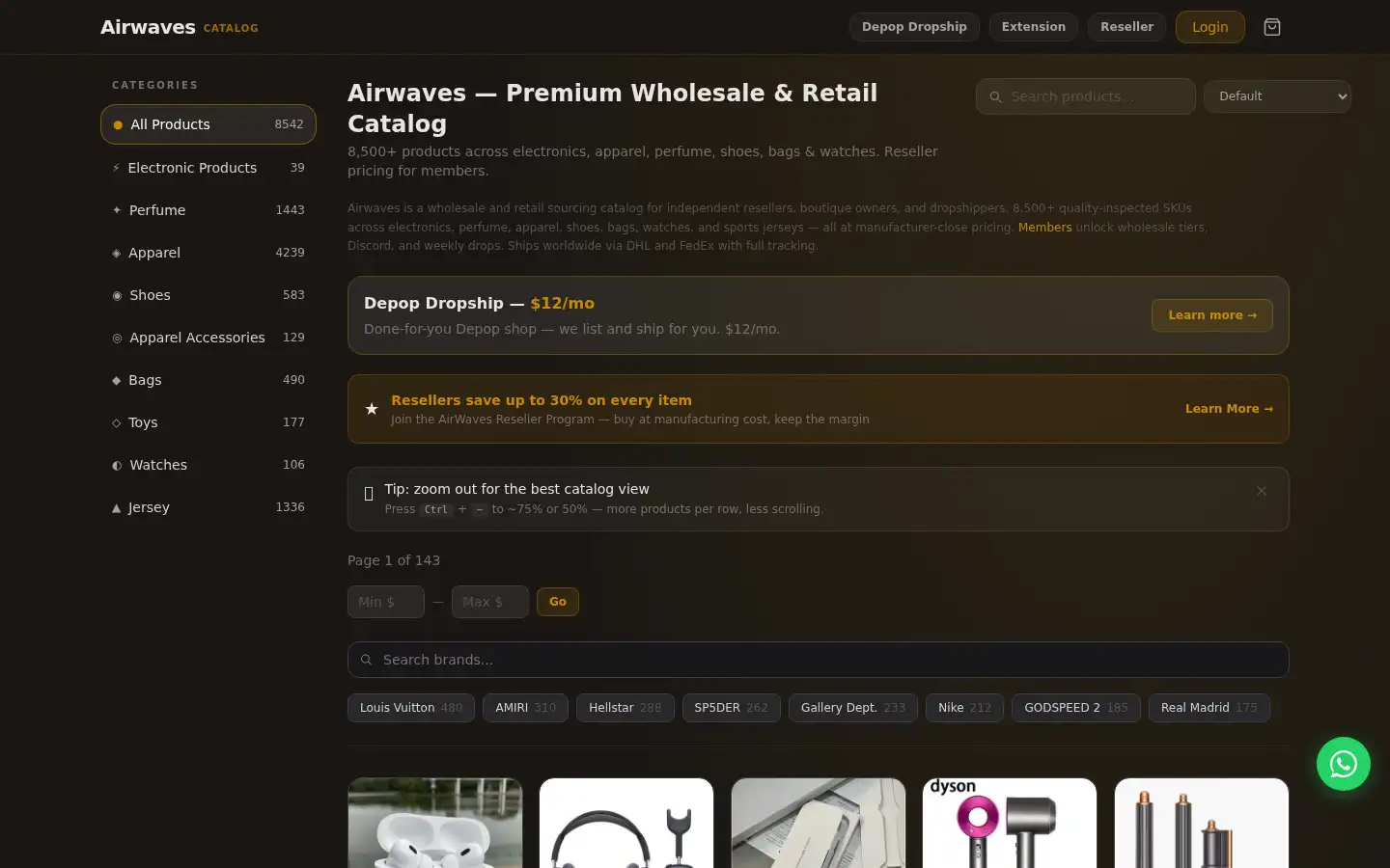Screenshot of airwavesluxury.com
