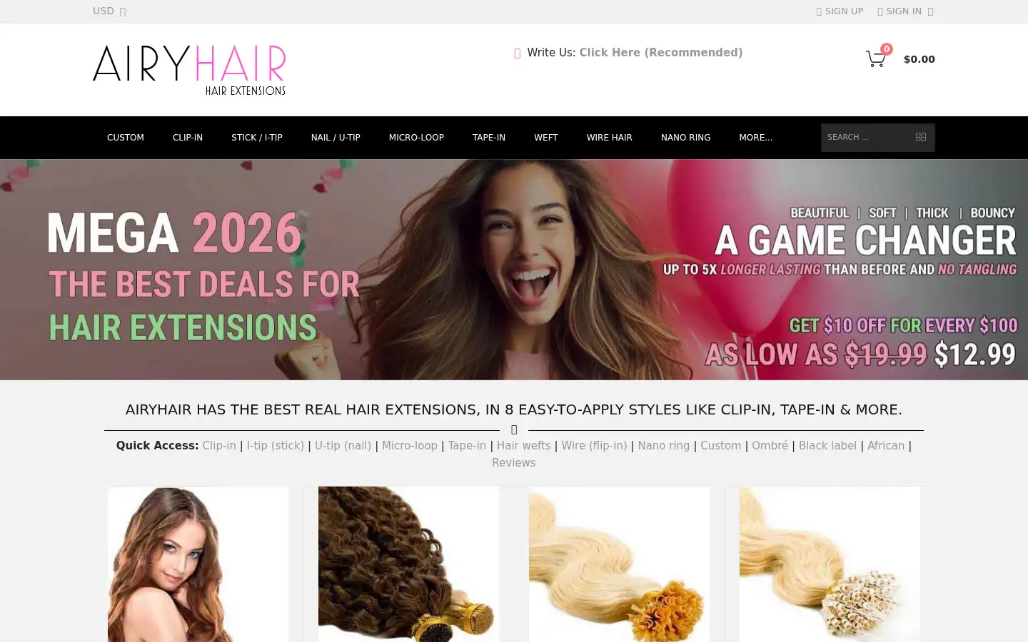 Screenshot of airyhair.com