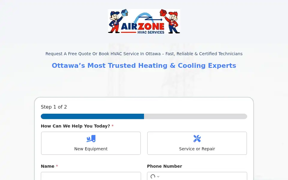 Screenshot of airzonehvac.ca