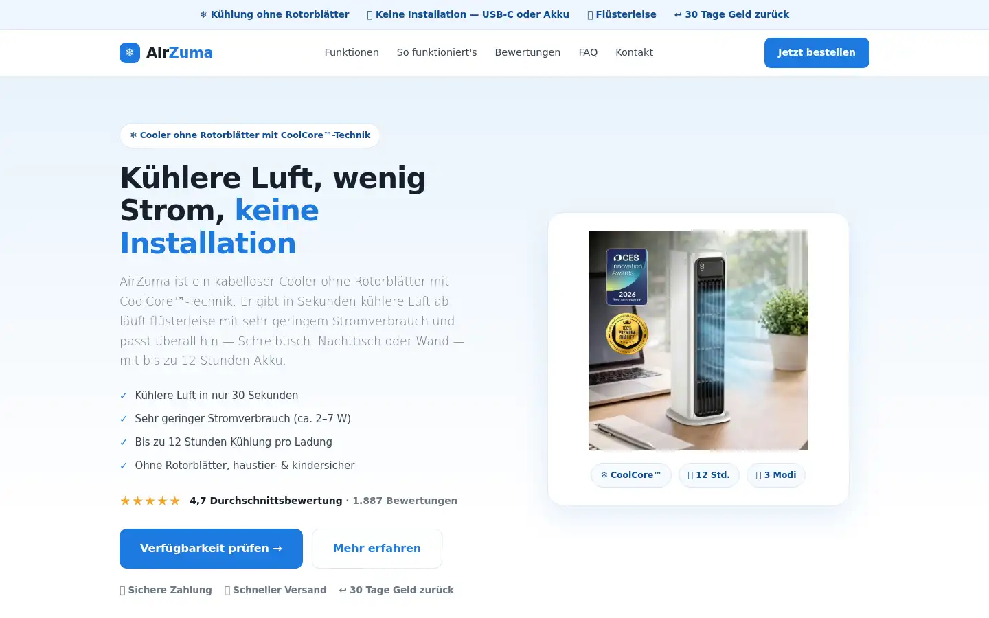 Screenshot of airzuma.de