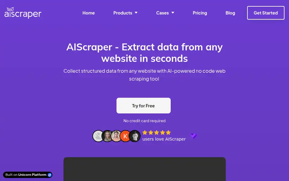 Screenshot of aiscraper.co