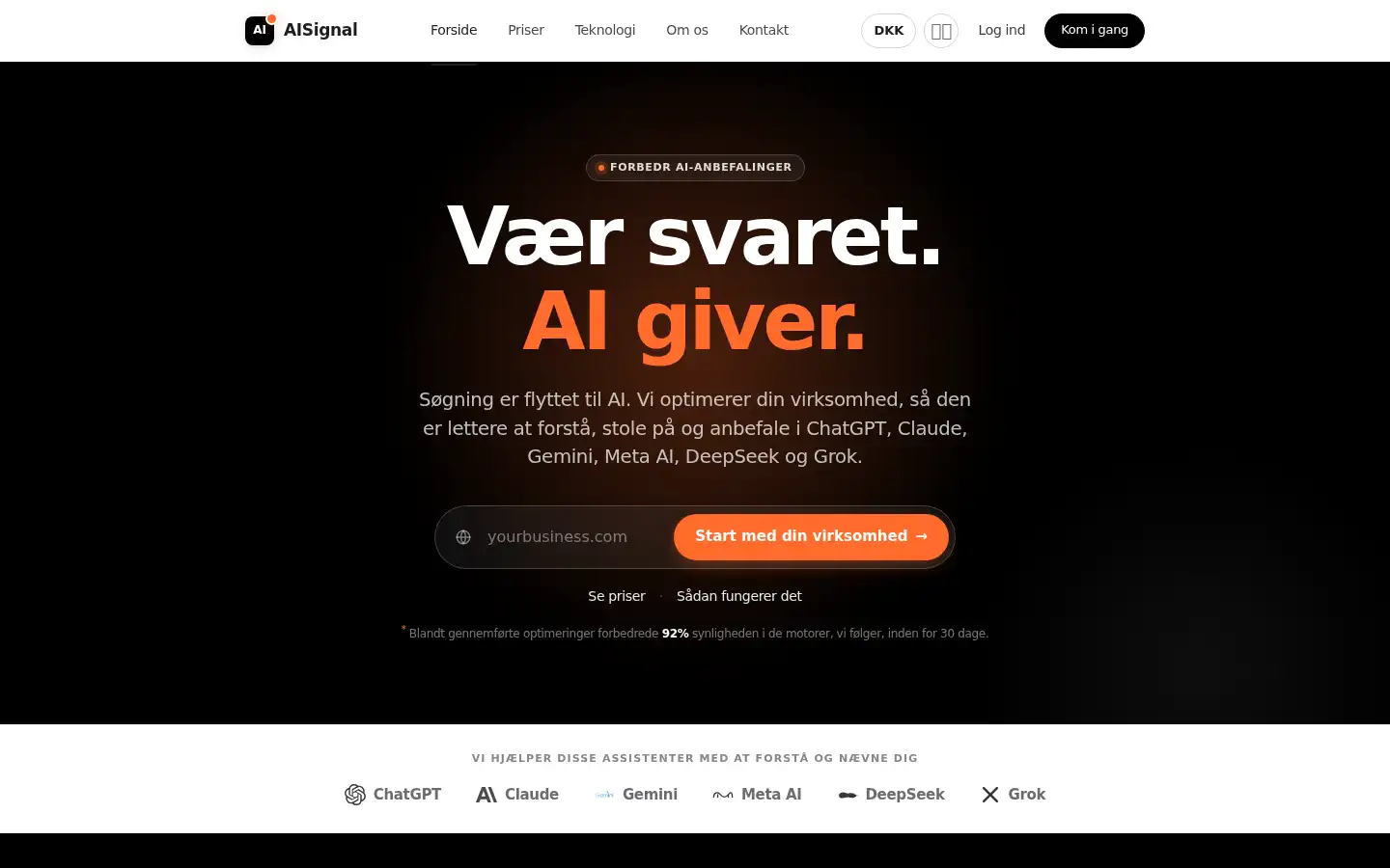 Screenshot of aisignal.dk