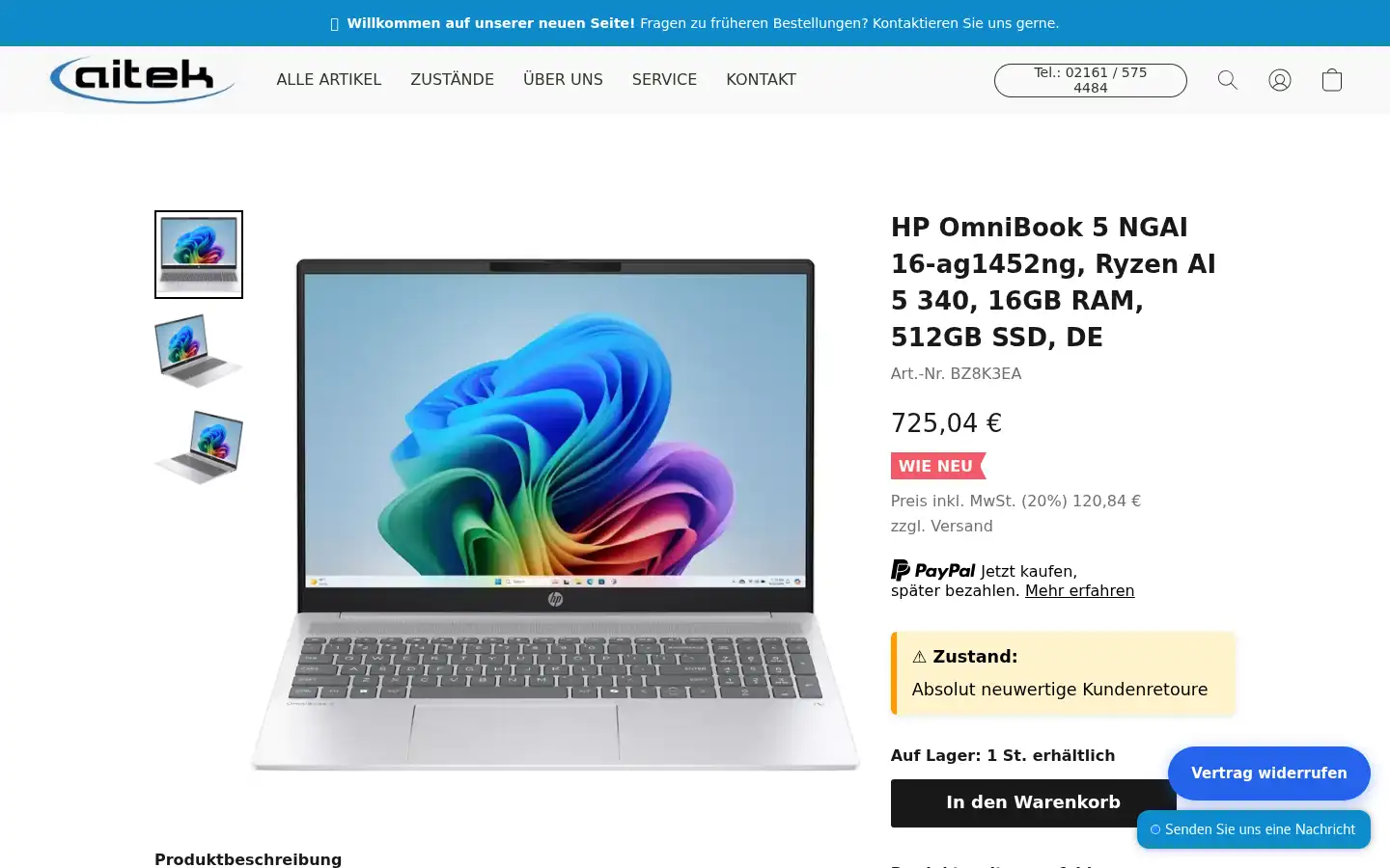 Screenshot of aitek.de