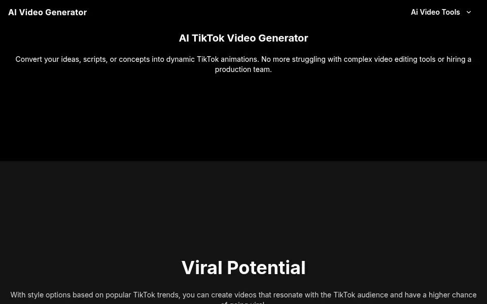 Screenshot of aivideogenerator.plus