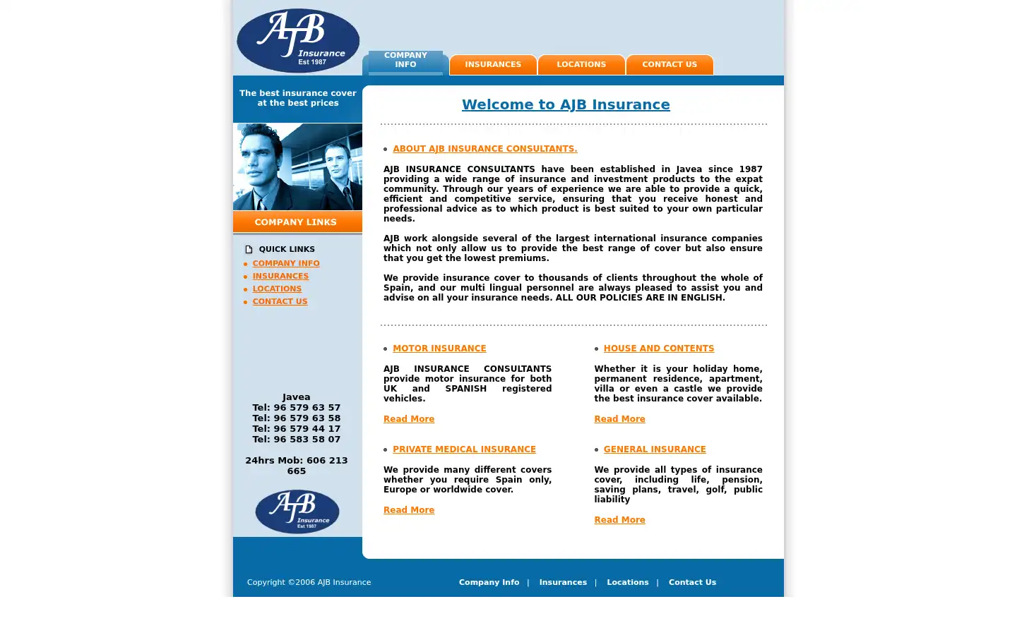 Screenshot of ajbinsurance.com