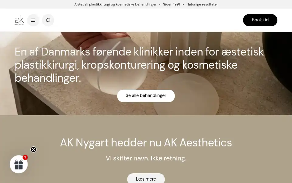 Screenshot of ak-aesthetics.dk