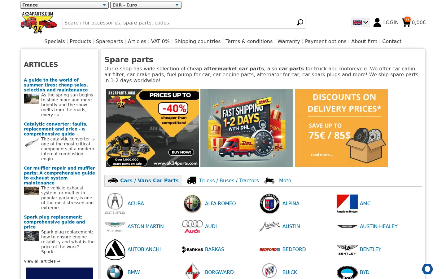 Screenshot of ak24parts.com