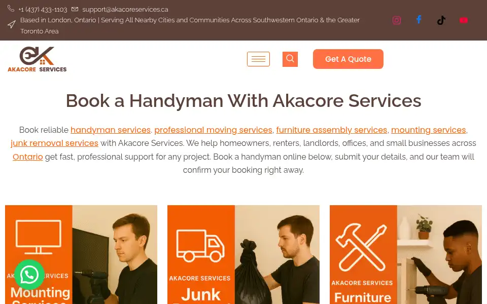 Screenshot of akacoreservices.ca