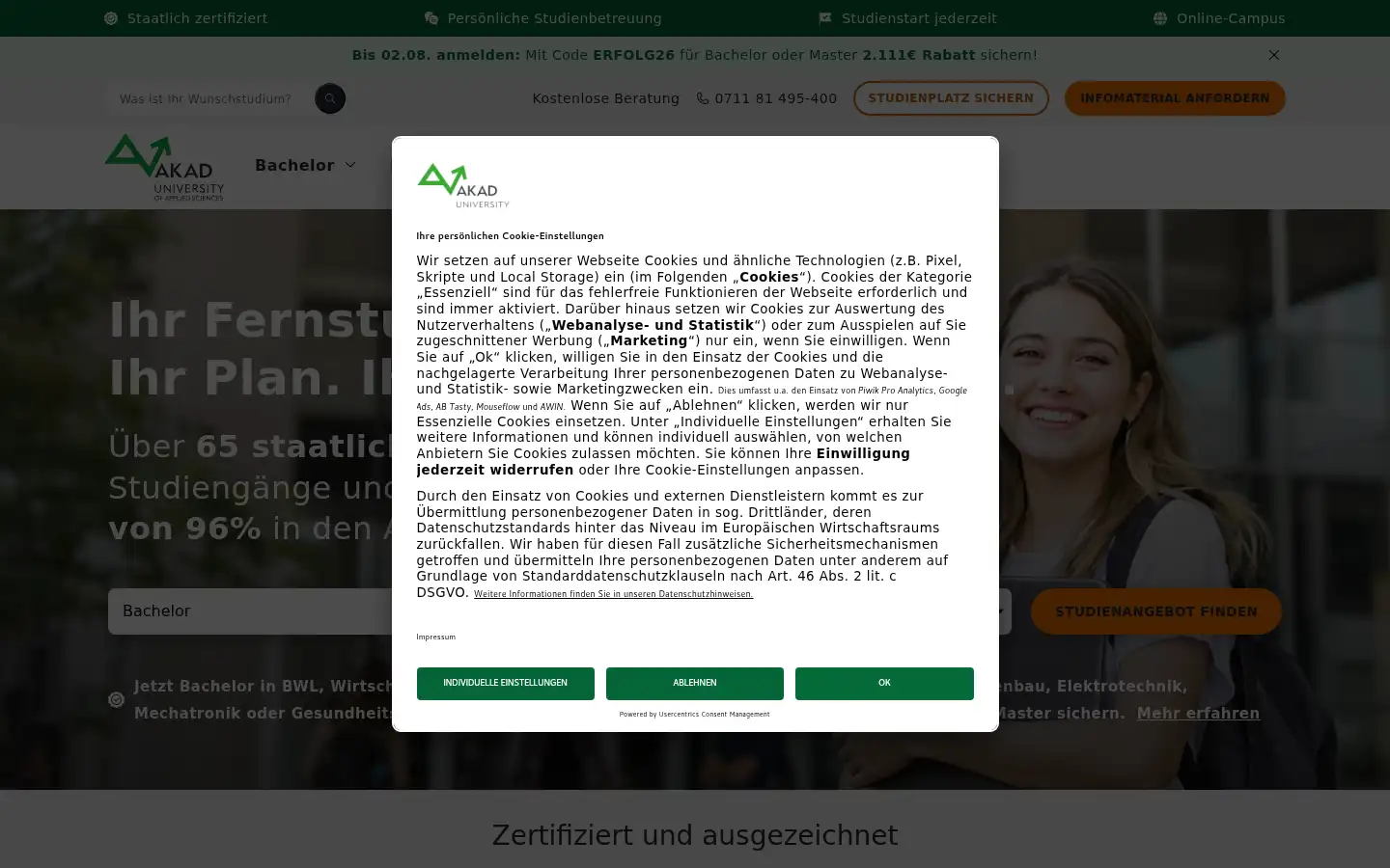 Screenshot of akad.de