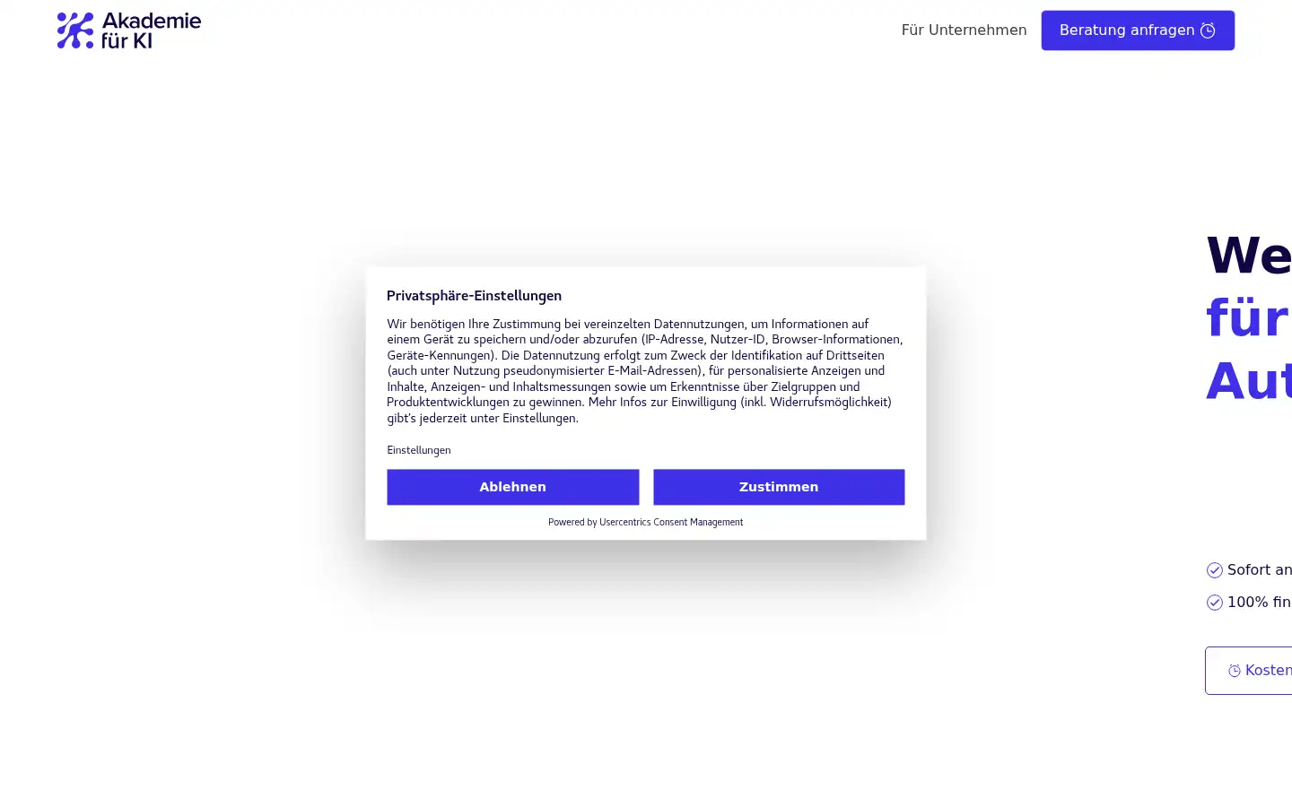 Screenshot of akademie-fuer-ki.de