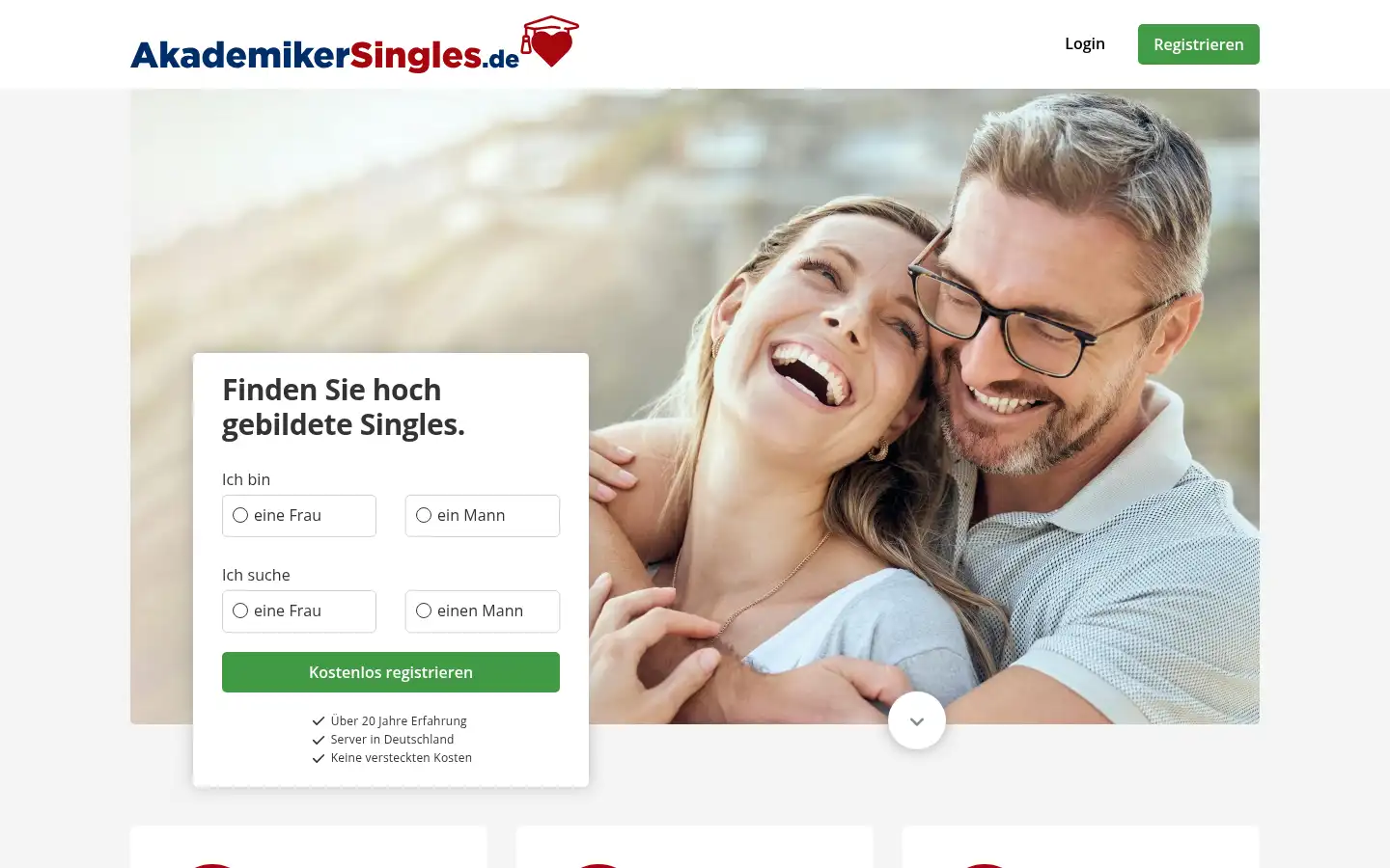 Screenshot of akademikersingles.de