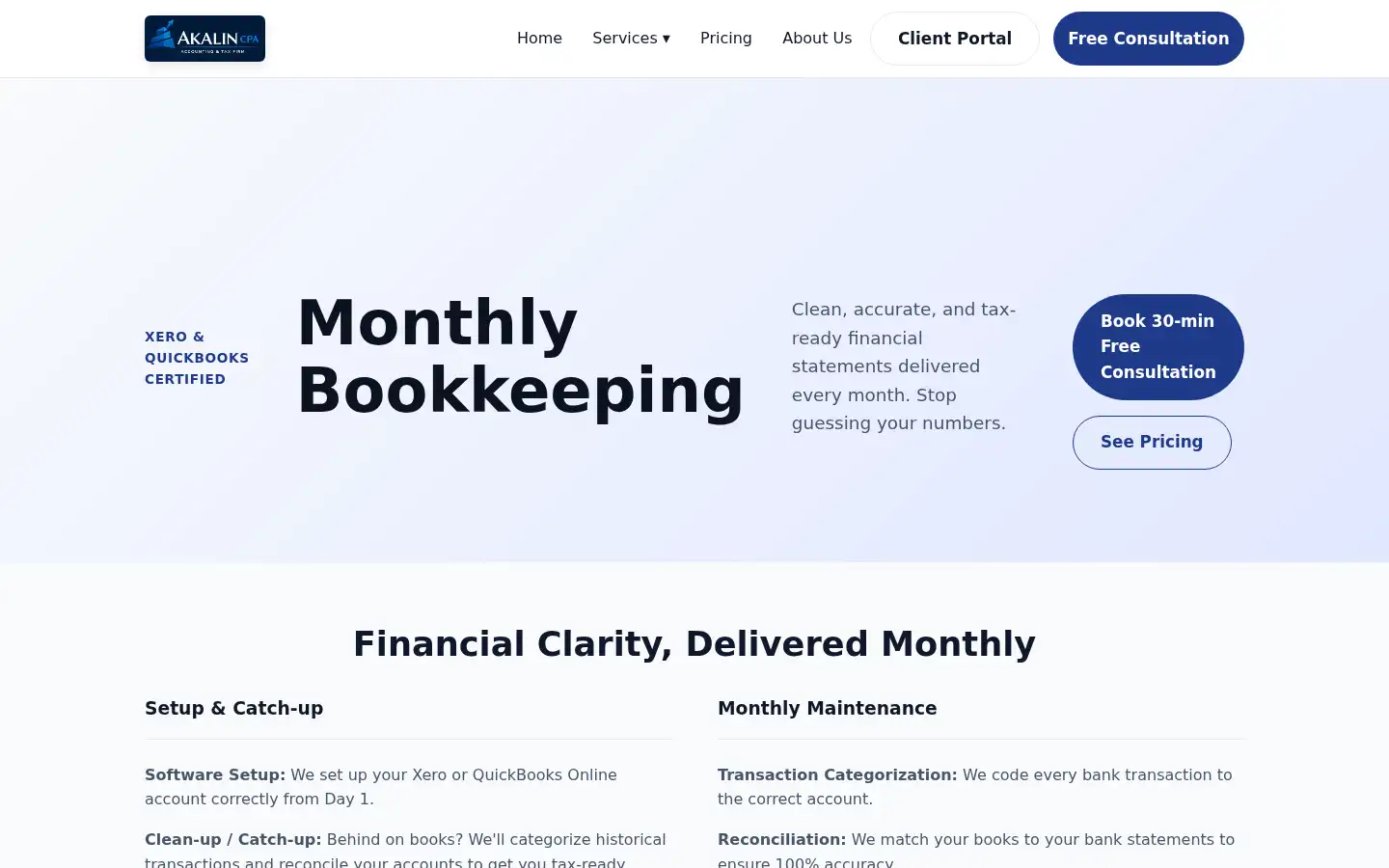 Screenshot of akalincpa.com