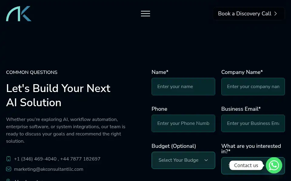 Screenshot of akconsultantllc.com