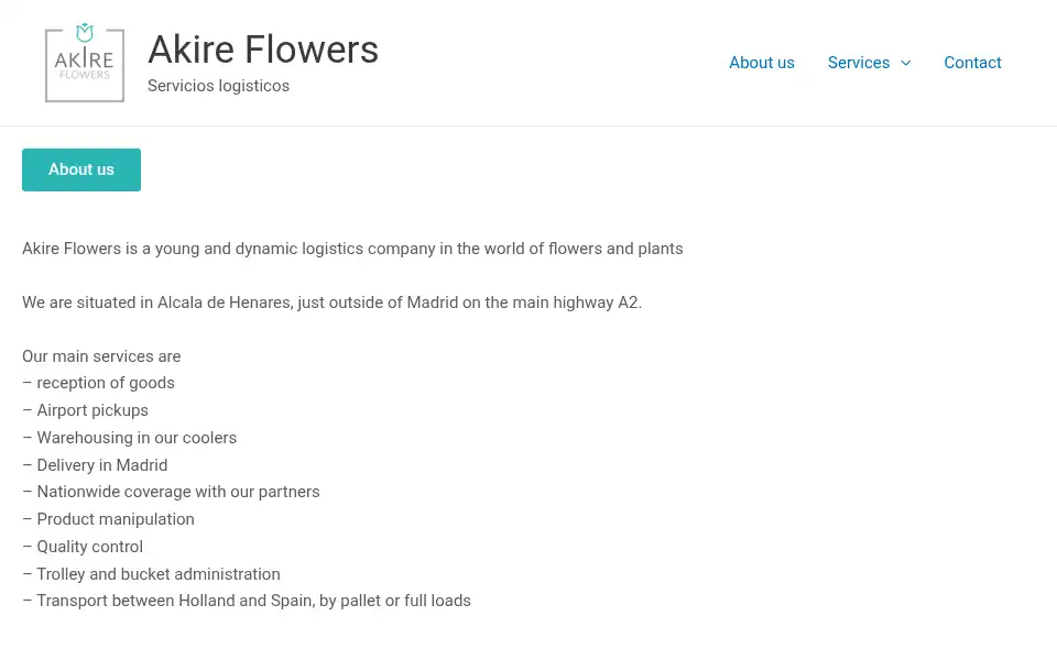 Screenshot of akireflowers.com