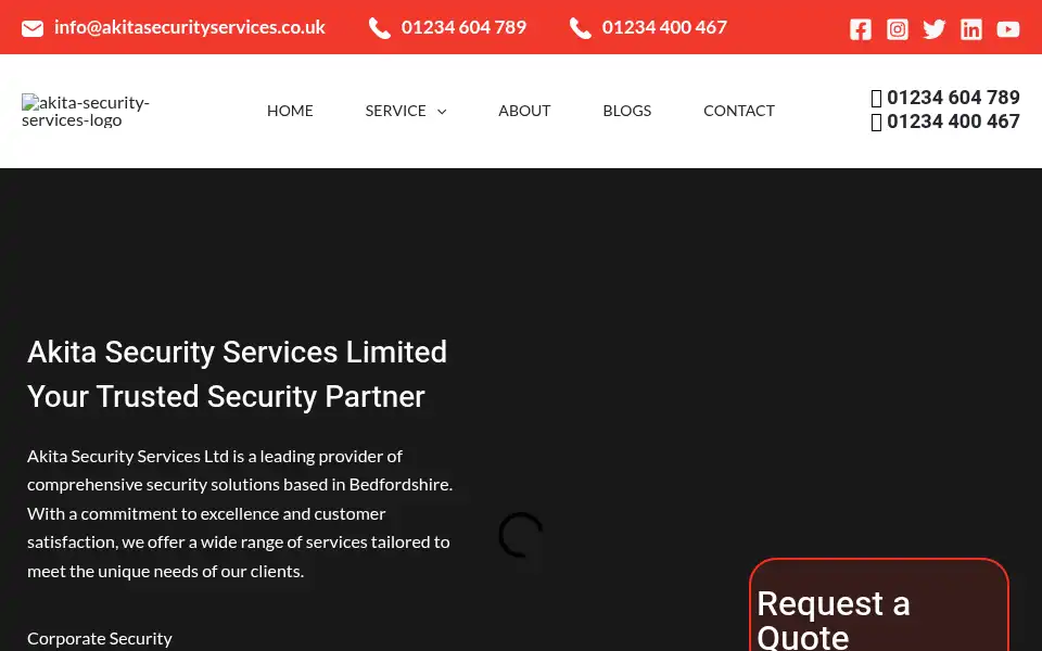 Screenshot of akitasecurityservices.co.uk