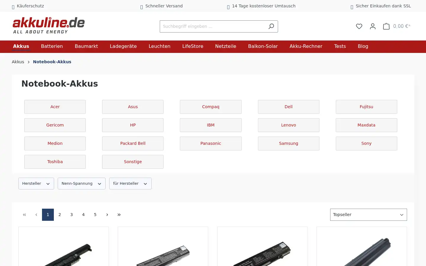 Screenshot of akkuline.de