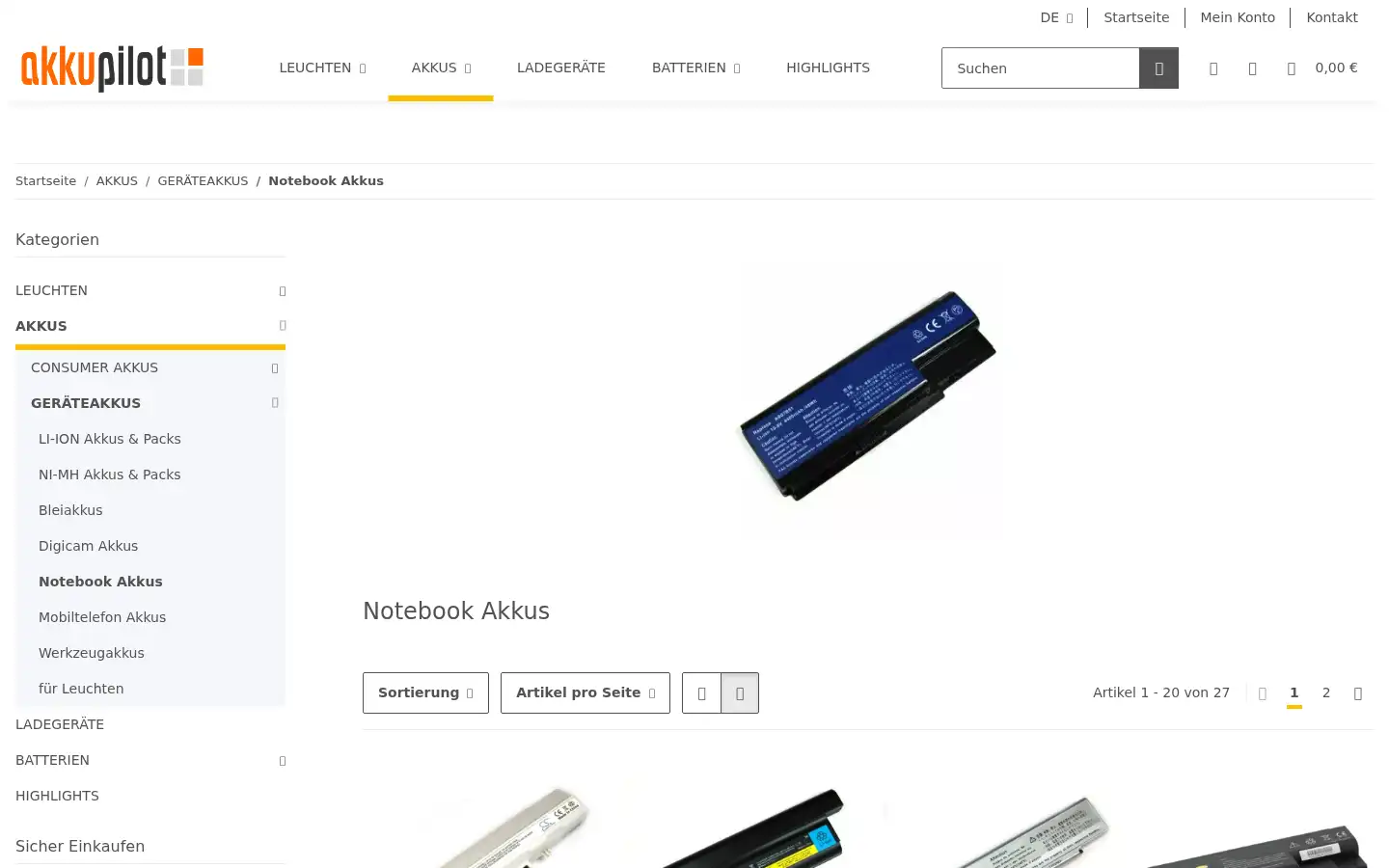Screenshot of akkupilot.de